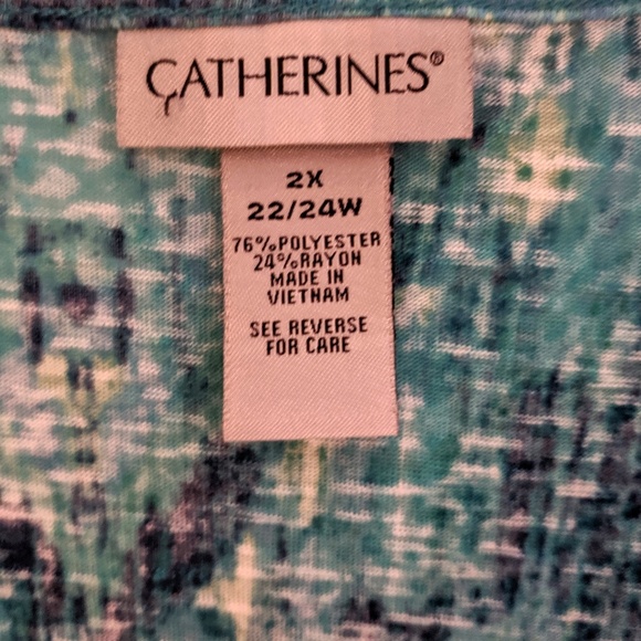 Catherine's IKAT Tank Ruffle Aqua size 2X 22 24 - Picture 4 of 5